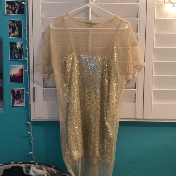 Gold Sequin Mesh Dress New! - Picture 3 of 7